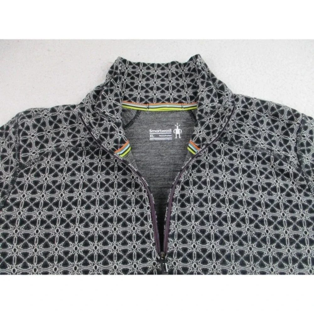 Smartwool Sweater Womens XL Black Merino Wool Quarter Zip Base Layer Pullover‎